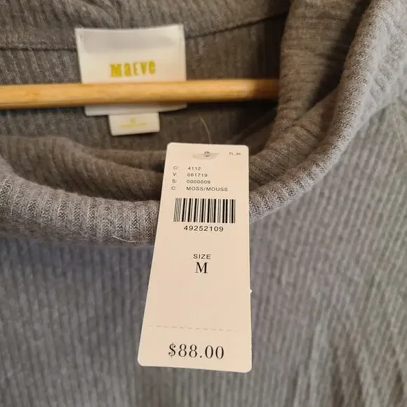 Anthropologie Maeve Cowl Blouse Moss Green NWT Soft Ribbed Cozy Flowy Top Shirt - Picture 3 of 4